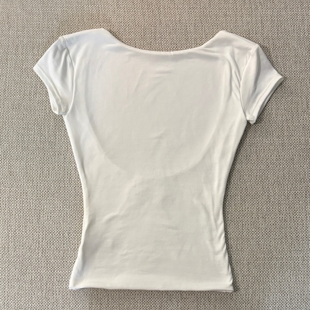 Short Sleeve Backless White Women's Top